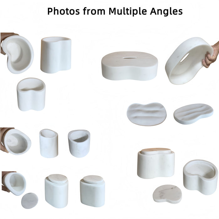 Elegant Natural Marble Bathroom Accessories Set