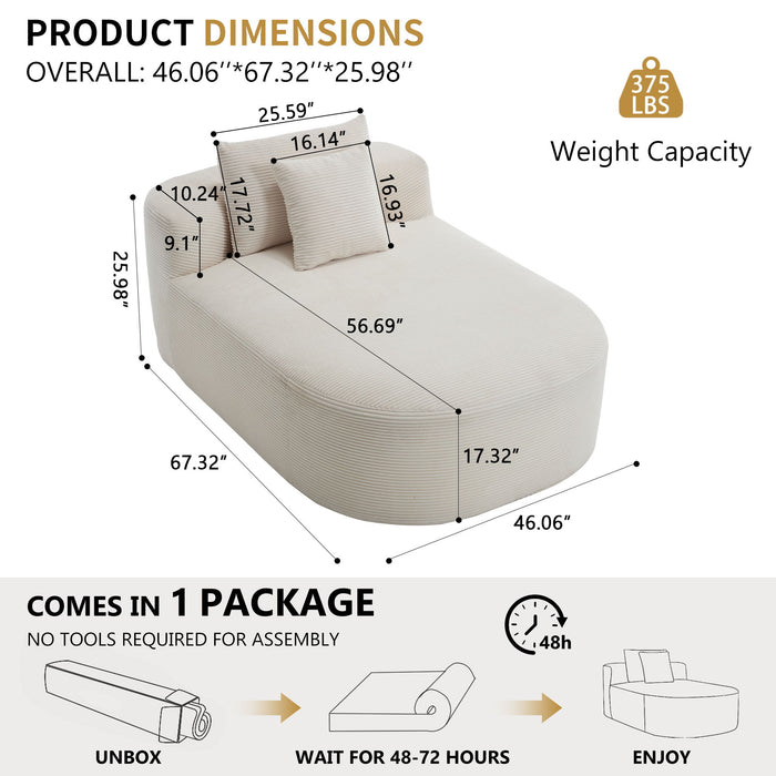 Oversized Chaise Lounge Sofa Bed With Deep Seat And Soft Pillows