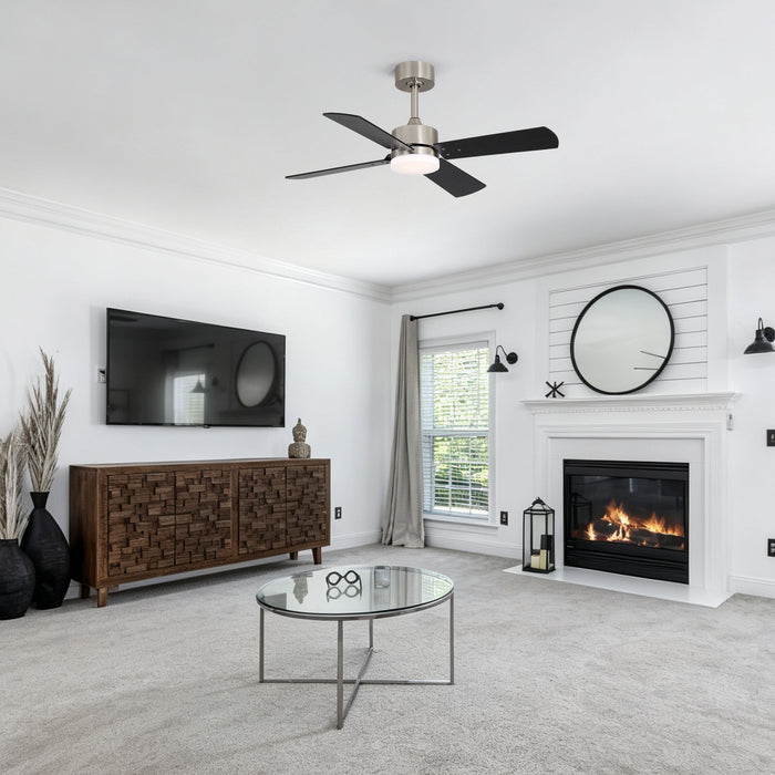 42" Ceiling Fan With Light And Memory Function, DC Reversible Motor, 4 Blades