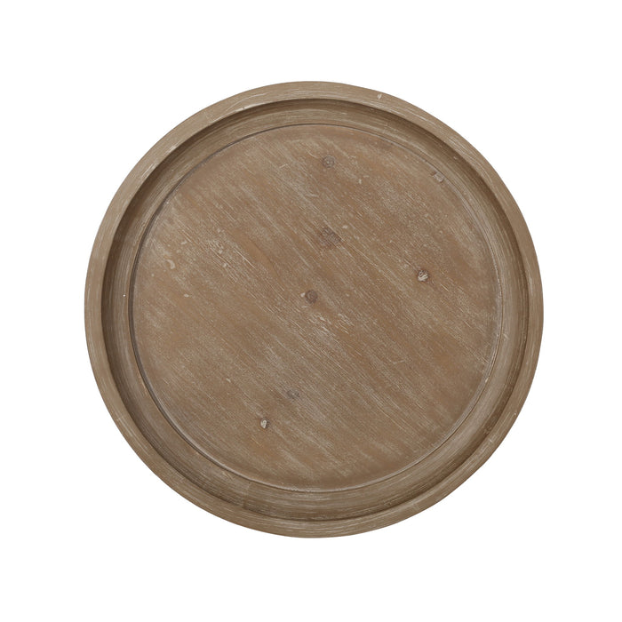 Rustic French Country Accent Table With Hourglass Firwood Base And Lipped Top