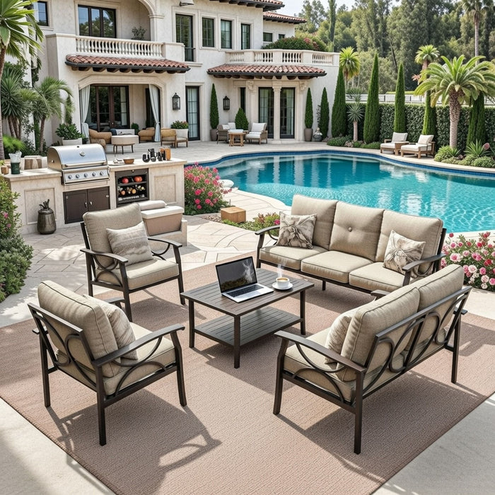 Patio Furniture Set & Coffee Table For Backyard