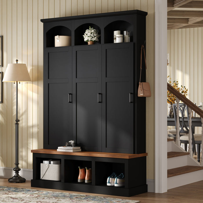 Classic Arched Design Hall Tree With 3 Hidden Storage