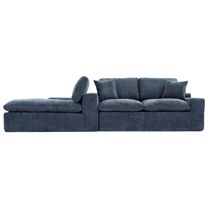 Cloud Sectional Sofa With Double Layer Cushion And Side Pockets, Free-Combined