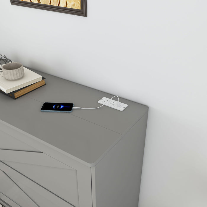 Murphy Bed With Storage Drawers And Charging Cabinet, Foldable Panels, Swivel Wheels