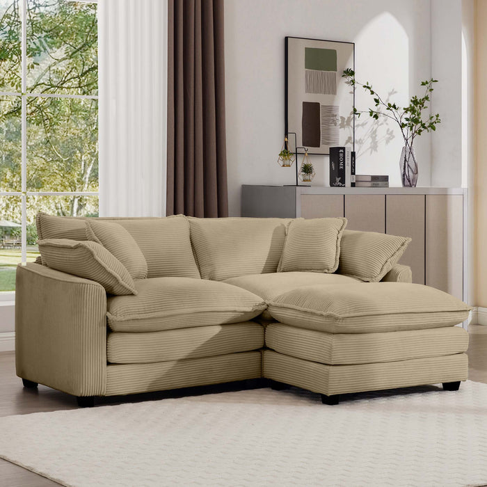 Oversized Modular Cushion Sofa With Ottoman, Low Back, Deep Seating Sofa Set