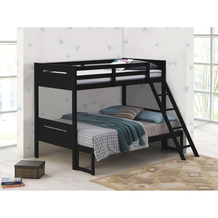Bunk Bed With Built In Ladder, Safety Guardrails And Angled Access Step