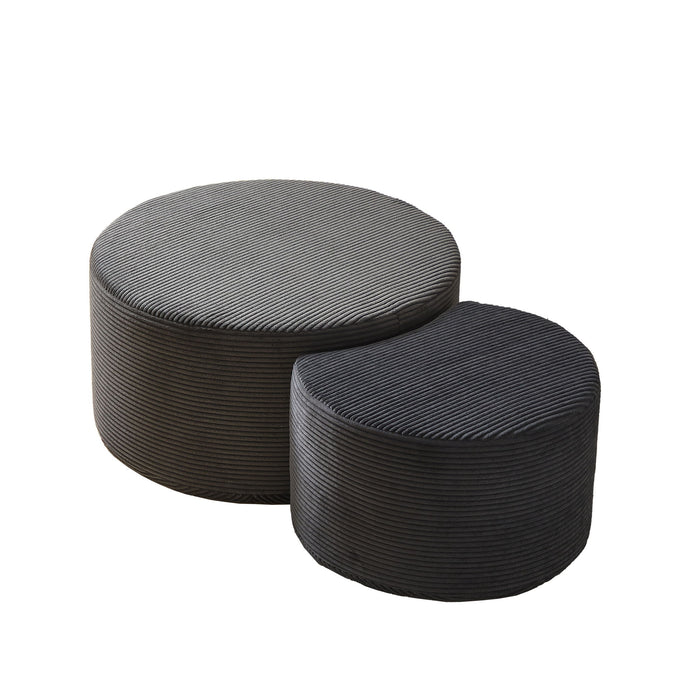 Modern Upholstered Round Coffee Table For Living Room (Set of 2)