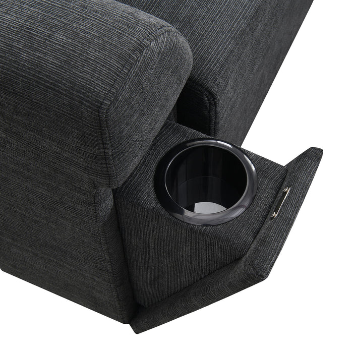 U Shaped Sectional Sofa 6 Seat Couch Set With Oversized Ottoman, Hidden Armrest Storage And Cup Holders USB Charging Ports Wide Seat Sofa