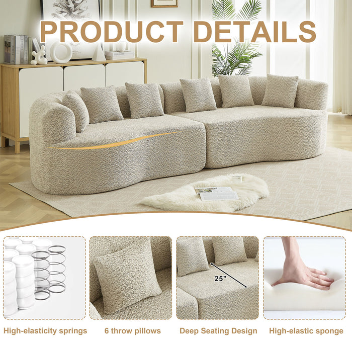 Curved Sectional Sofa With 6 Pillows