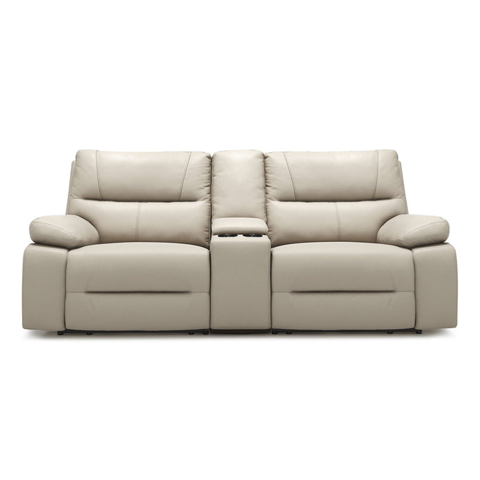 Malibu - Modern Power Motion 3 Piece Reclining Loveseat Sofa With Cup Holders - Cream Taupe Beige