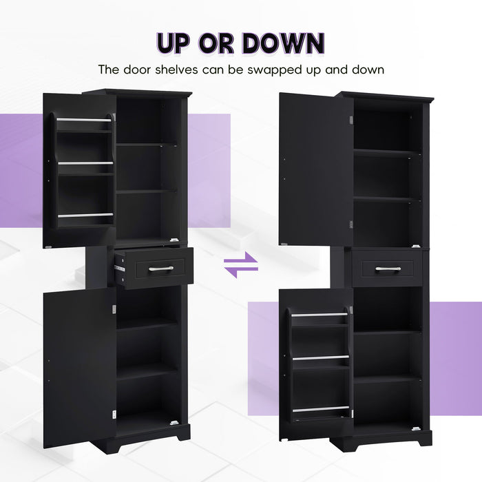 Tall Freestanding Bathroom Storage Cabinet With 2 Doors And Adjustable Shelves