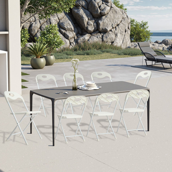 Folding Chairs, Stackable & Waterproof (Set of 4) - White