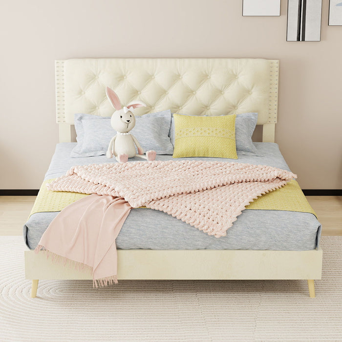 Upholstered Bed With Tufted Headboard