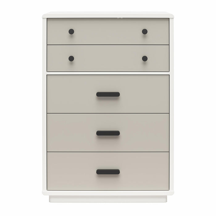 Valencia - 5 Drawer Dresser - White / Gray