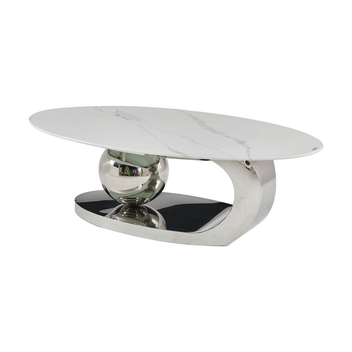 Oval Coffee Table With Geometric Precision