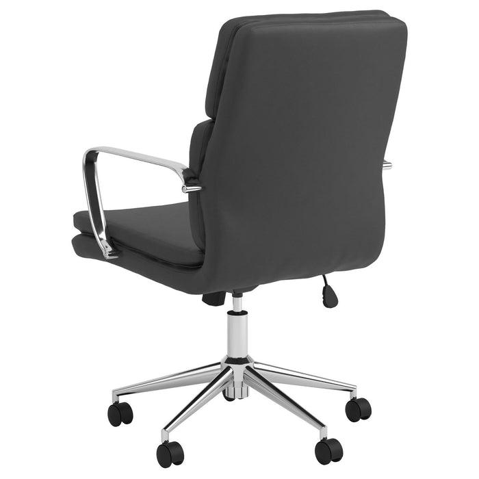Height Adjustable Rolling Office Chair With Upholstery - Black