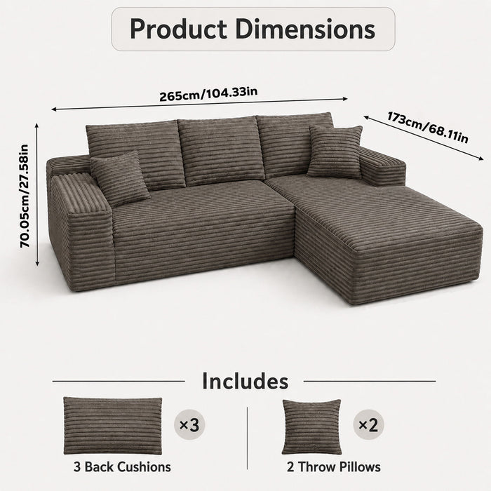 Modern L-Shaped Sectional Sofa With Left Facing Chaise