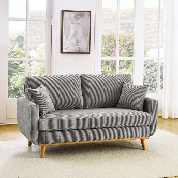 Upholstered Loveseat With Arms And Pillows