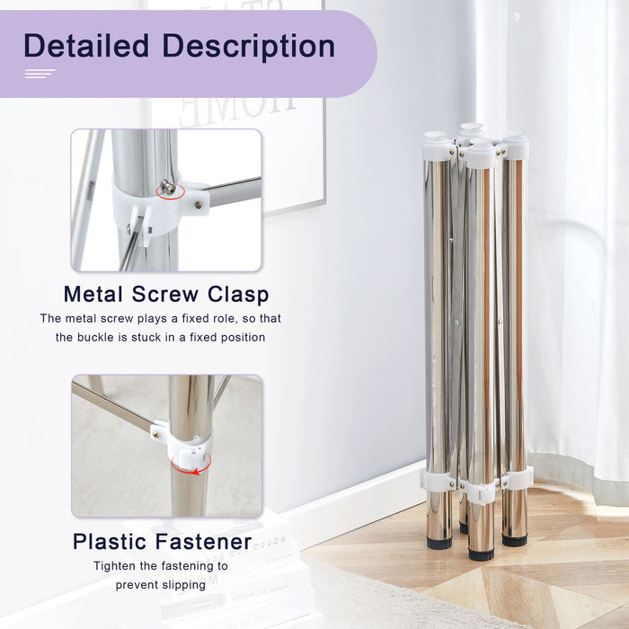 Simple Silver Stainless Steel Folding Table Frame Multifunctional Space Saving Design.Separate Folding Table Legs That Can Be Paired With Various Sizes And Styles Of Tabletops - Silver