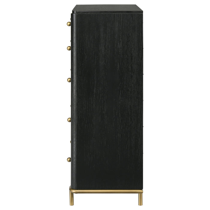 Anser - 5 Drawer Chest, Bedroom Storage Furniture - Black