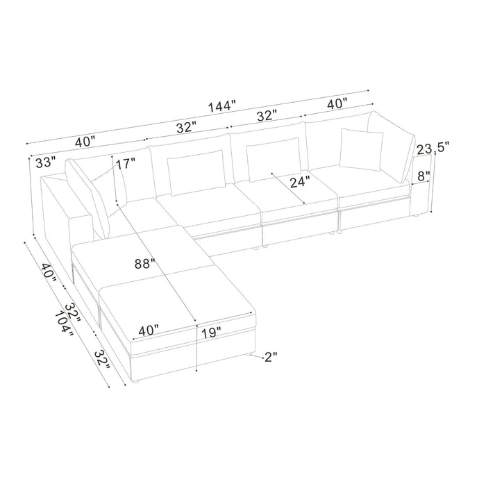 Upholstered Modular Sectional & Custom Configuration And Toss Pillows