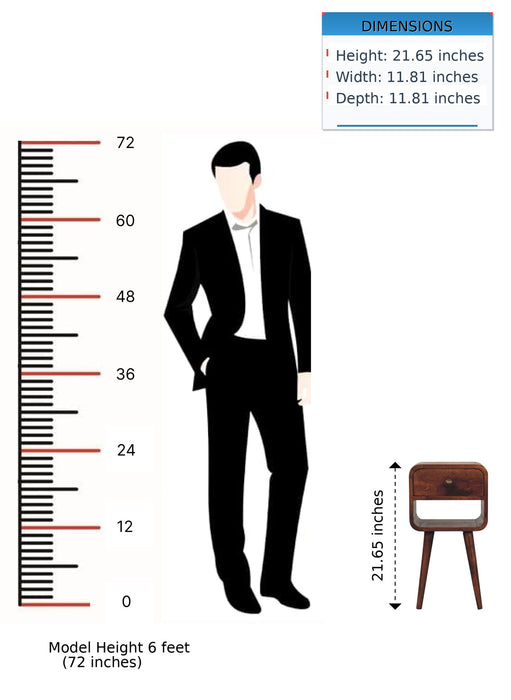 Mini California Curved Nightstand Wth Lower Slot
