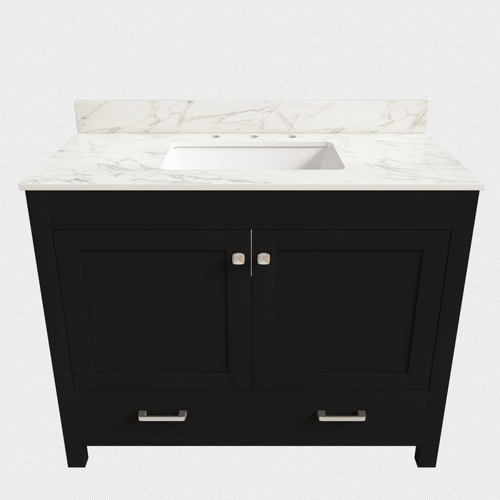 Bathroom Vanity Set, Sink And Faucet Holes Included - Black