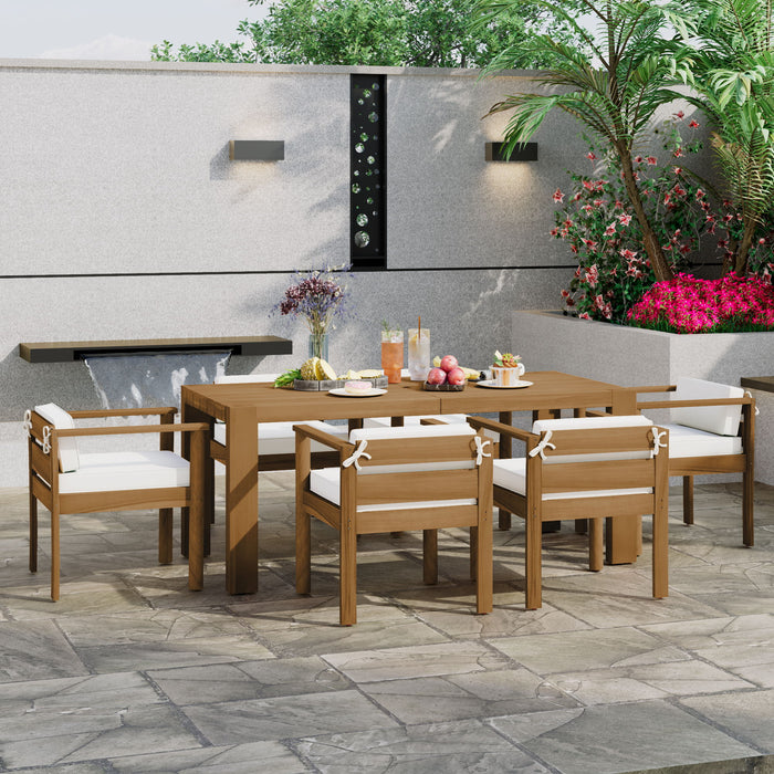 Rustic Patio Dining Set For 6 With Removable Cushions