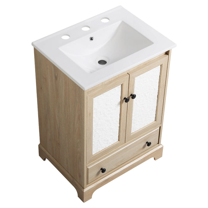 Bathroom Vanity With Basin, 1 Drawer Free Standing Storage - Brown
