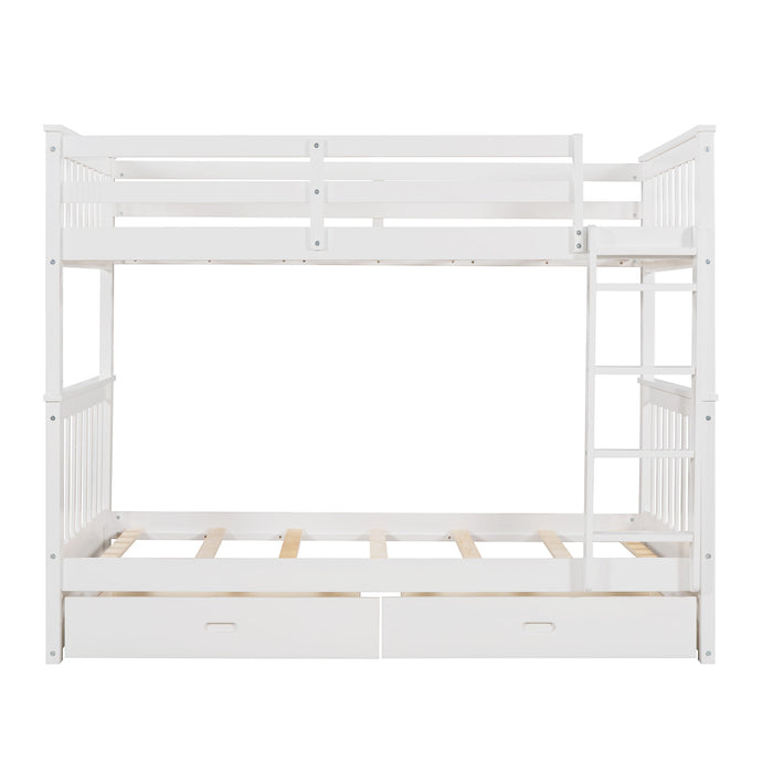 Bunk Bed With Ladders And 2 Storage Drawers