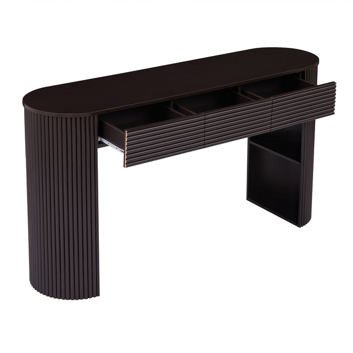Retro Console Table With Storage, 3 Drawers