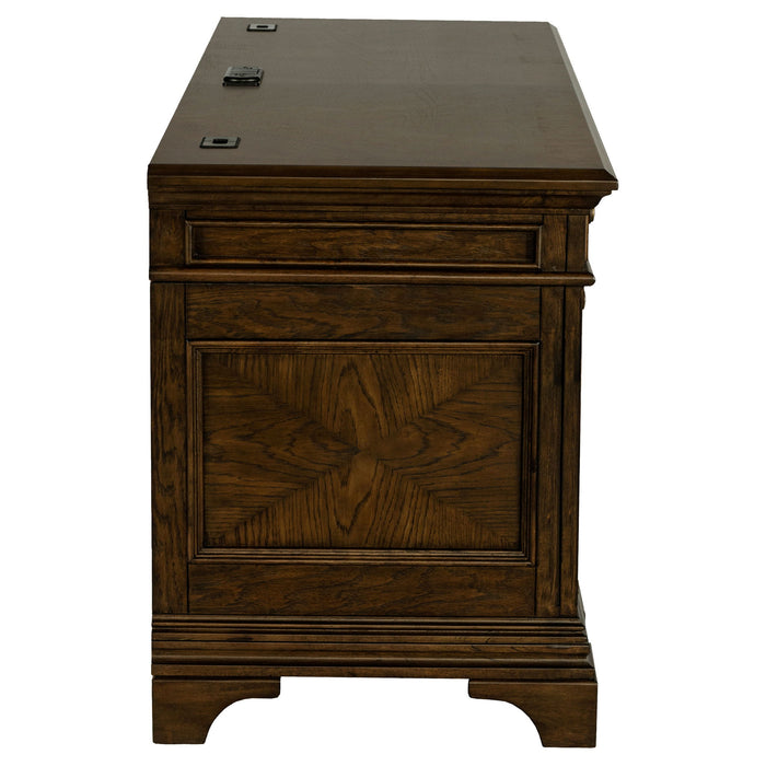 Stigham - 5 Drawer Credenza Office Desk - Oak