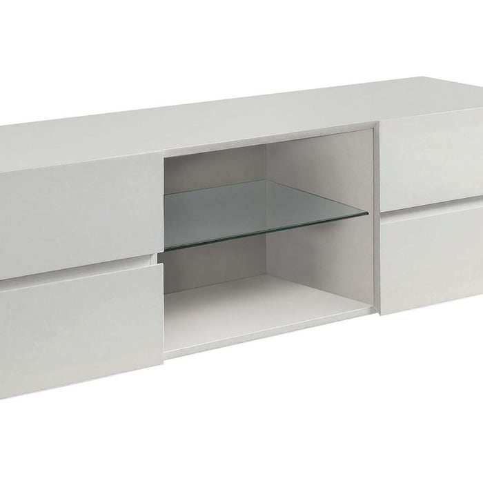 Glossy 4 Drawer TV Console - White