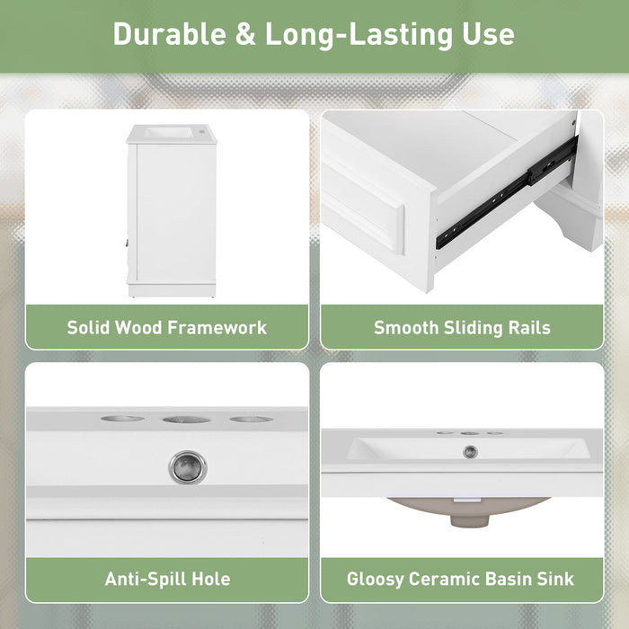 Bathroom Vanity With Sink, Cabinet & 2 Soft Closing Doors & Adjustable Shelf