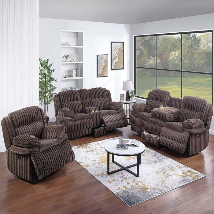 Contemporary Motion Loveseat With Console Storage