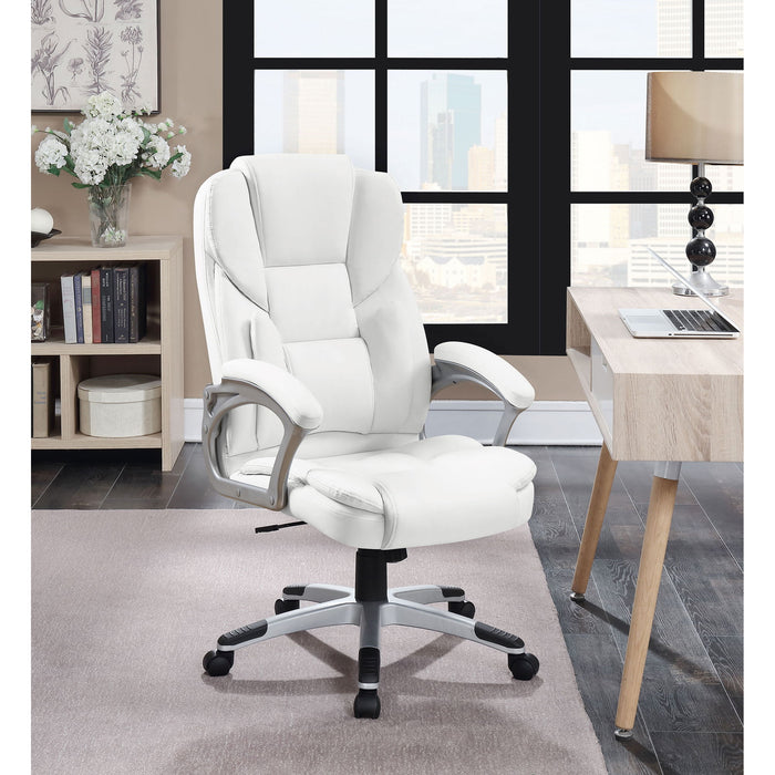 Kaffir - Upholstered Adjustable Home Office Desk Chair With Ergonomic Support And Smooth Swivel - White