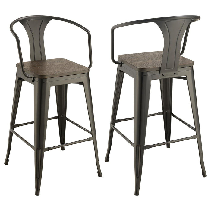 Elm Bar Height Stool (Set of 2) - Brown / Black