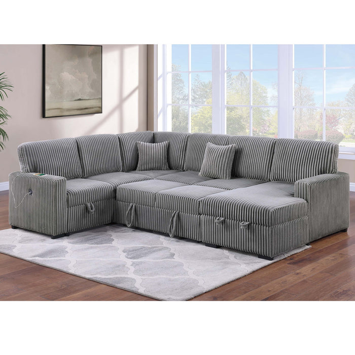 Convertible Sectional Upholstered Sleeper Sofa With Storage Chaise