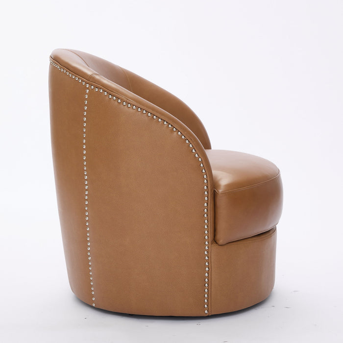 Swivel Accent Chair With 360° Smooth Spin - Black / Light Brown / Silver