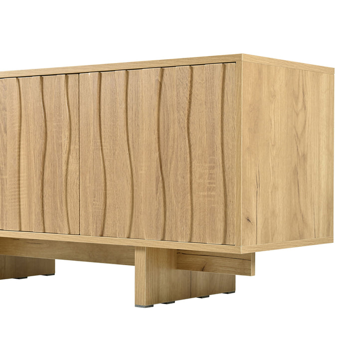 Retro Style TV Stand With Wavy Door