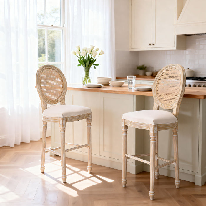 French Country Bar Chairs With Round Back (Set of 2)