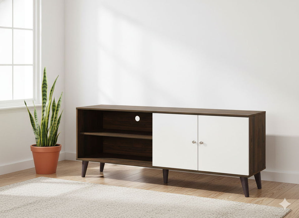 Amidon - TV Stand, With 2 Storage Shelves And 1 Cabinet