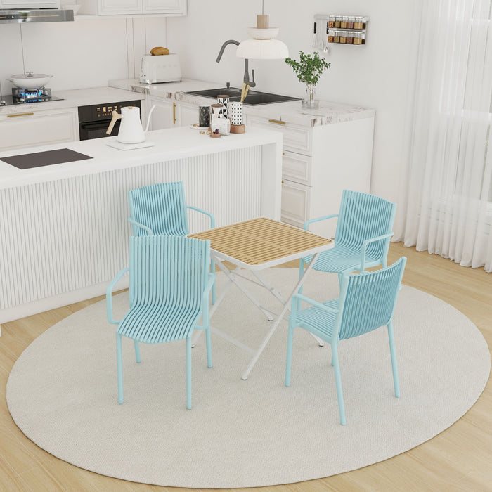 4 Piece Stackable Single Chairs With Vertical Stripe Design For All Weather