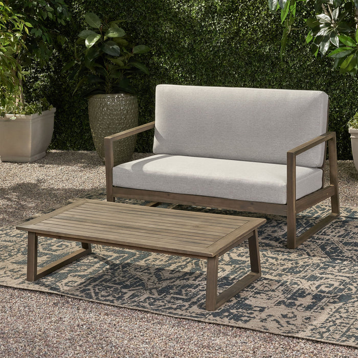 Belgian - Loveseat & Coffee Table Set With Water Resistant Cushions