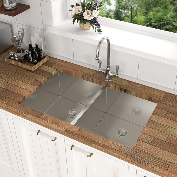 Modern Double Bowl Undermount Sink Design With 10" Deep Basins