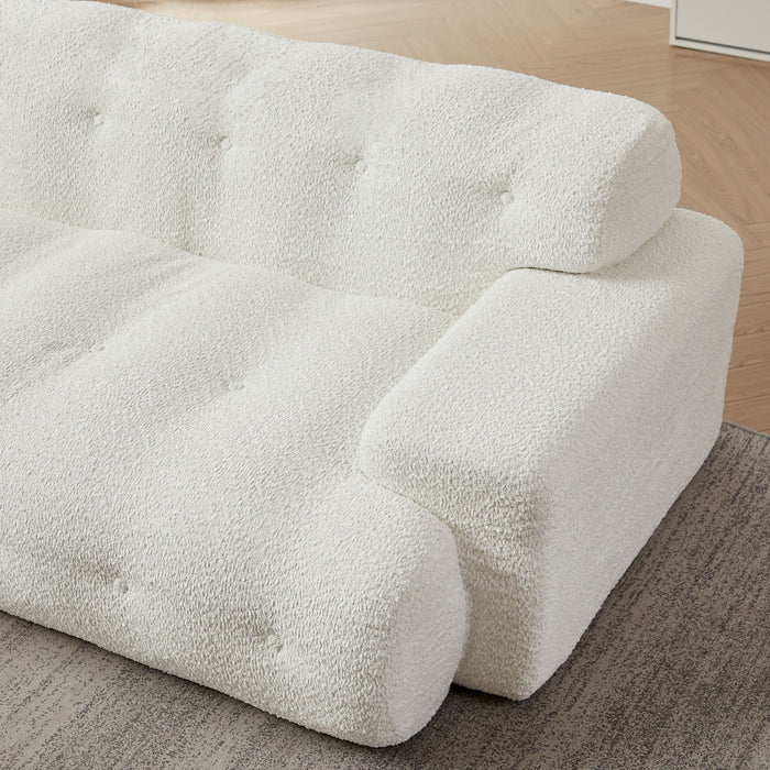 Cloud Series Minimalist Button Tufted Square Arm 3 Seater Sofa