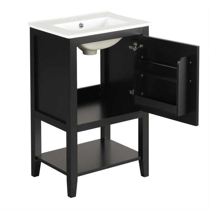 Modern Bathroom Vanity With Sink, Soft-Closing Door And Open Shelf