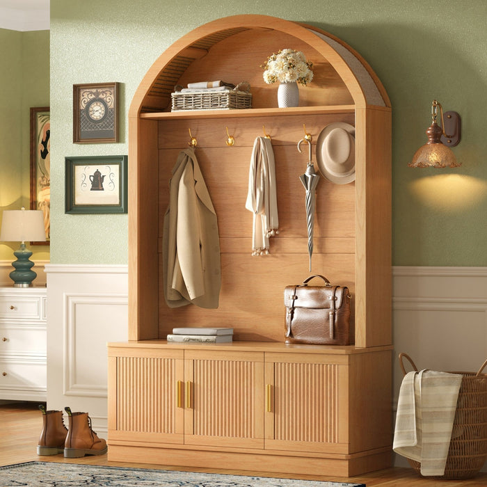 Arched Top Hall Tree With 5 Hooks