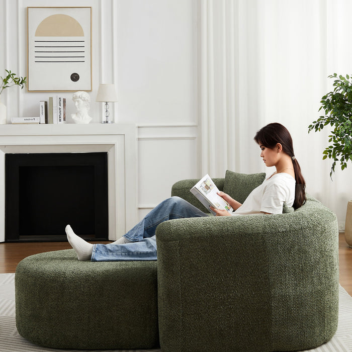 L - Shape Boneless Cloud Couch With 2 Throw Pillows For Living Room