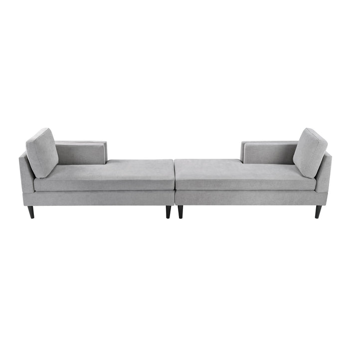 Chaise Lounge Sofa Bed With Dual Layer Armrests For Living Room